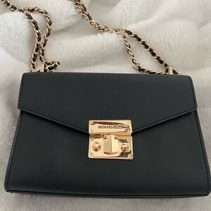 Michael Kors Black Crossbody Bag with Gold Accents